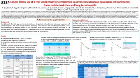 Longer follow up of a real-world study of cemiplimab in advanced cutaneous squamous cell carcinoma: Focus on late toxicities and long term benefit